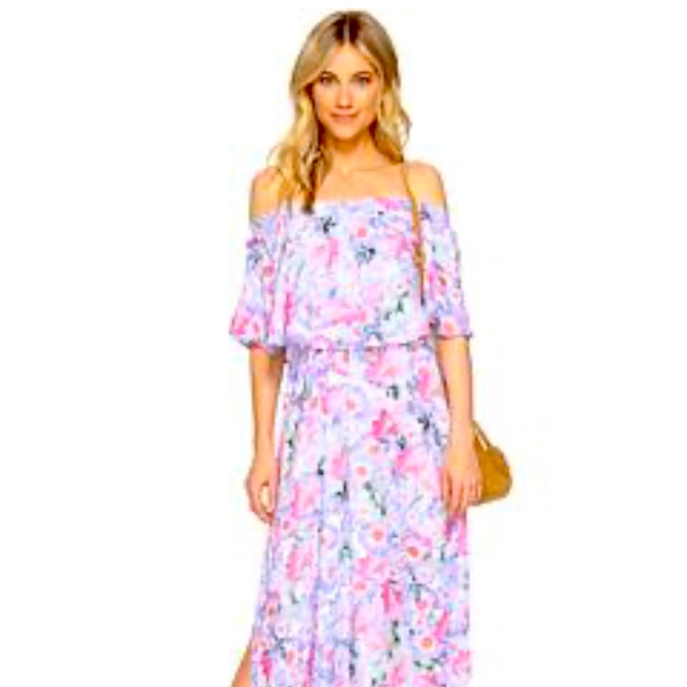 Show me your mumu maxi pink & purple floral dress